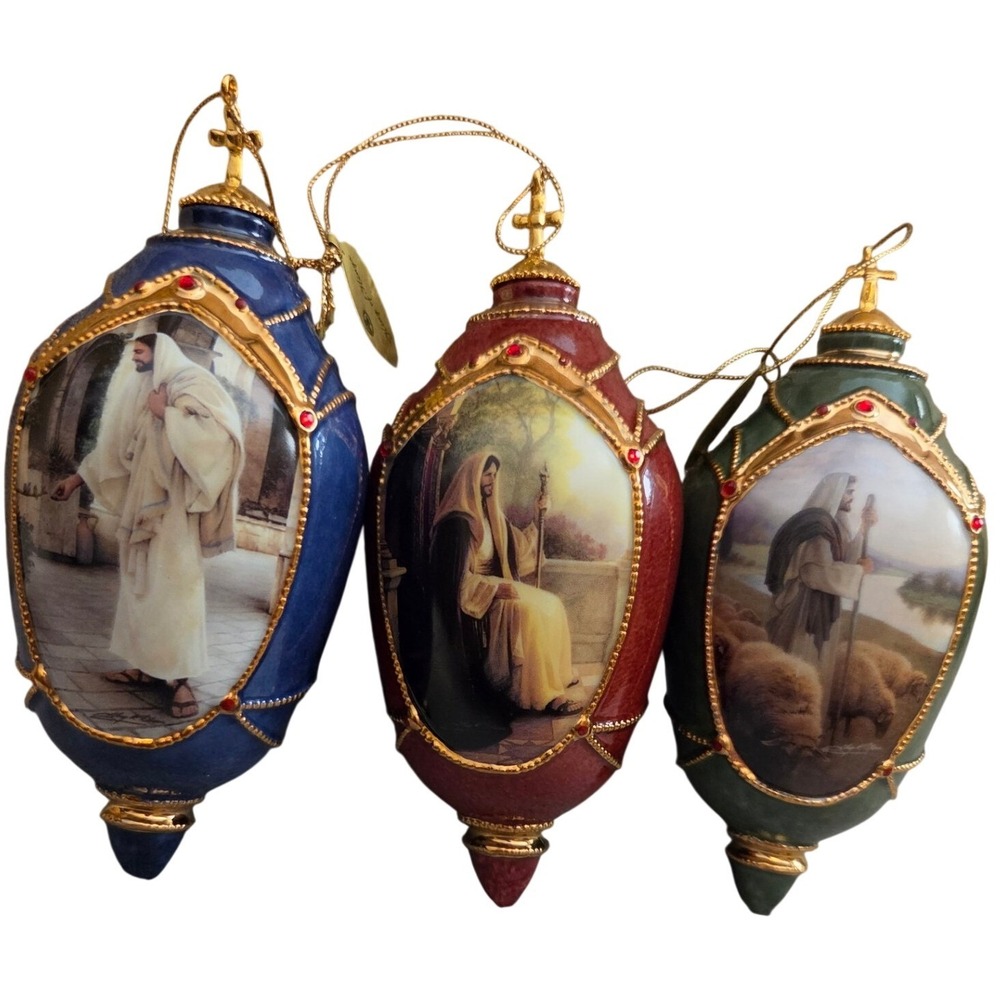 Bradford Editions Greg Olsen Jesus Porcelain Ornaments Set 3 Multi Exc 2001
